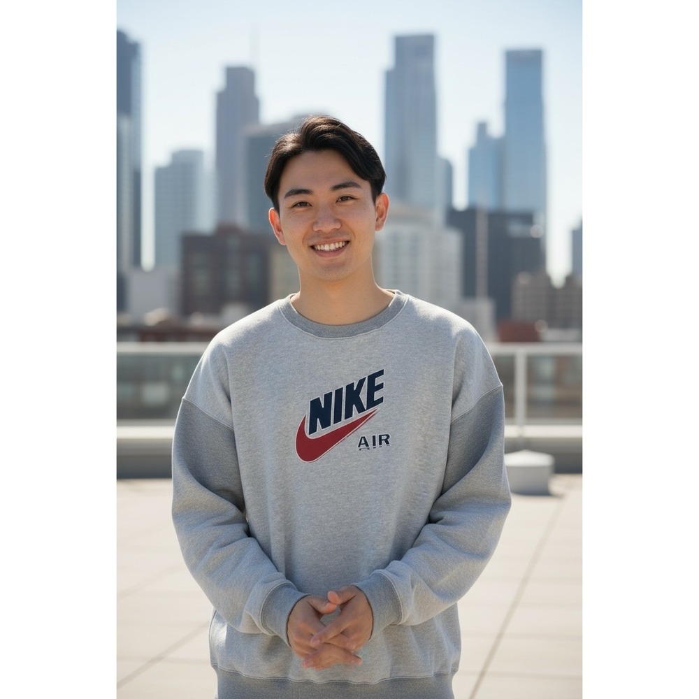 Vintage 90's Nike Sweatshirt XXL Gray Screen Printed